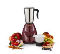 GEEPAS 550W 2-in-1 Mixer Grinder | Stainless Steel Jars & Blades | 3 Speed Control, Perfect for Chutney, Dry & Wet Fine Grinding Mixing | Overload Protection | Powerful Motor | 2 Year Warranty, Maroon