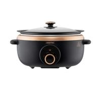 GEEPAS Slow Cooker 6.5L | 3 Heat Settings Auto Mode Removable Easy-Clean Non-stick Pot | Tempered Glass Lid & Cool Touch Handles Matte Finish | Energy Efficient Design 290W | 2 Year Warranty Black