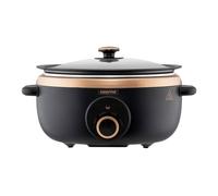 GEEPAS Slow Cooker 6.5L | 3 Heat Settings Auto Mode Removable Easy-Clean Non-stick Pot | Tempered Glass Lid & Cool Touch Handles Matte Finish | Energy Efficient Design 290W | 2 Year Warranty Black
