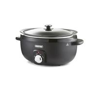 GEEPAS 6.5L Slow Cooker 3 Temperature Setting Chalkboard Design Black | Easy-Clean Aluminum Bowl Tempered Glass Lid & Cool Touch Handles