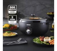 GEEPAS 6.5L Slow Cooker Tempered Glass Lid Nonstick Removable Bowl Chalkboard