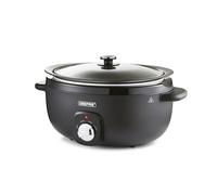 Geepas 6.5 Litre Slow Cooker | 3 Temperature Settings, Removable Easy-Clean Aluminum Bowl | Tempered Glass Lid & Cool Touch Handles, Chalkboard Design | 2 Year Warranty, Black