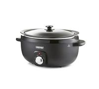 Geepas 6.5L Slow Cooker Tempered Glass Lid & Removable Non-Stick Bowl In Black Black