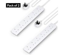 Geepas 6 Gang Extension Lead, 1M Cable Pack of 2 in White Geepas White