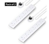 Geepas 6 Gang Extension Lead, 2M Cable Pack of 2 in White Geepas White