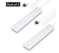 6 Gang Extension Lead, 2M Cable with Individual Switches Pack of 2 Geepas White One Size