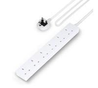 Geepas 6 Gang Extension Lead, 3M/5M/10M Cable Options 13A In White White
