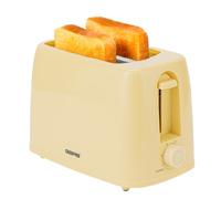 GEEPAS 2 Slice Toaster | 6 Browning Levels with Cancel Function | For Thin Small Bread Slice, Removable Crumb Tray Cool Touch Housing High Lift | Space-Saving Design | 1 Yr Warranty 650W Beige