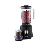 Geepas Electric Blender Smoothie Maker, Food Jug Blender 650W -Stainless Steel Blades, 3 Speed Control with Pulse, 1.6L Large Jar & 100G Coffee Spice Grinder Jar, Smoothie Maker - Black