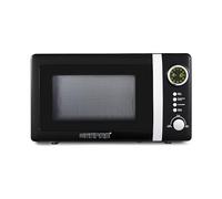 GEEPAS 700W Digital Freestanding Microwave Oven, 20L | Electric Oven with Auto Defrost Child Lock | 12 Preset Rotary Dial Easy Clean Fits Standard Dinner Plate Compact Countertop | Retrovive Black
