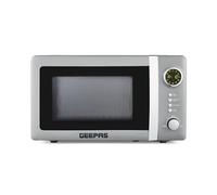 GEEPAS 700W Digital Freestanding Microwave Oven, 20L | Electric Oven with Auto Defrost Child Lock | 12 Preset Rotary Dial Easy Clean | Fits Standard Dinner Plate Compact Countertop | Retrovive Grey