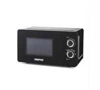GEEPAS 700W Manual Solo Microwave Oven Auto Defrost Speedy Reheat Black 20L | 5 Power Levels, 2 Rotary Dials, 30 Min Timer, Standard Size of Dinner Plate, Easy Clean, Removable Glass Turntable