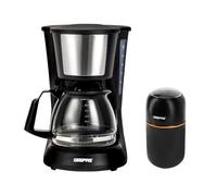 Geepas 750ml Filter Coffee Maker Machine & 80g Coffee Grinder Combo Set in Black Geepas Black