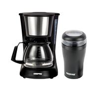 GEEPAS 750ml Filter Coffee Machine and 150W Coffee Grinder Food Processor Combo Set | Keep Warm & Anti-Drip Function Reusable Nylon Filter, 40g Detachable Bowl, Black