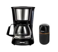 Geepas 750ml Filter Coffee Maker Machine & 80g Coffee Grinder Combo Set in Black Geepas Black
