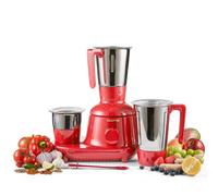 GEEPAS 750W 3-in-1 Mixer Grinder | Stainless Steel Jars, Blades | 3 Speed Control, Perfect for Chutney, Dry & Wet Fine Grinding Mixing, Safety Twist Lock | Overload Protection | 2 Year Warranty, Red