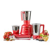GEEPAS 750W 3-in-1 Mixer Grinder | Stainless Steel Jars, Blades | 3 Speed Control, Perfect for Chutney, Dry & Wet Fine Grinding Mixing, Safety Twist Lock | Overload Protection | 2 Year Warranty, Red
