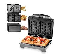 Geepas 750W Sandwich Maker 3 in 1 Sandwich Toaster Panini Maker Toastie Maker Machine, 2 Slice Waffle Maker Panini Press, Snack Maker -Removable Plates with Non-Stick Coating, Auto Temperature Control