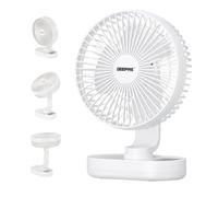 GEEPAS 8-Inch Rechargeable Desk Cooling Device - 3 Speed Silent Operation with Adjustable Head & Foldable Design - USB-C Charging, Up to 9 Hours Runtime - Portable for Table or Floor Use