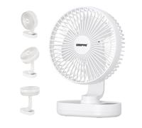 GEEPAS 8-Inch Rechargeable Desk Cooling Device | 3 Speed Silent Operation with Adjustable Head & Foldable Design | USB-C Charging, Up to 9 Hours Runtime | Portable for Table or Floor Use