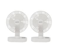 8" Rechargeable Desk Fan 3 Speed 9 Hours Runtime Pack of 2 Geepas White One Size