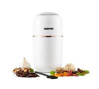 Geepas Coffee Grinder 80 g Capacity | Stainless Steel Bowl & Double Blades | Electric Dried Spice Nuts Herbs Beans Coffee Grinder | Small Fixed Mill with Transparent Lid | 2 Year Warranty, 200W, White