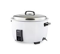 Geepas Commercial Rice Cooker 8L, 2500W | Non-Stick Aluminum Removable Inner Pot | Auto Switch from Cook to Warm | Stainless Steel Lid with Measuring Cup & Spatula | White Perfect for Busy Kitchen