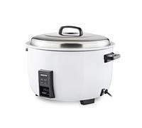 Geepas Commercial Rice Cooker 8L, 2500W | Non-Stick Aluminum Removable Inner Pot | Auto Switch from Cook to Warm | Stainless Steel Lid with Measuring Cup & Spatula | White Perfect for Busy Kitchen