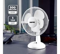 GEEPAS 9" Table Fan | Electric Portable Worktop Desk Fan with 2 Speeds 3 Blades, Adjustable Tilt Wide Angled Oscillation | Powerful Low Noise Airflow for Home Office | 1 Year Warranty, White 22W