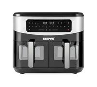 GEEPAS Dual Zone Digital Air Fryer with Visual Window | 9L XL Capacity 2 Drawers 10-In-1 Cooking Presets | Touch Screen Smart Finish Timer Function Dishwasher-Safe Healthy Oil Free & Low Fat Cooking