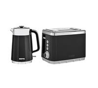GEEPAS Arcus 1.7L Electric Kettle & 2 Slice Toaster Kitchen Combo Set | 3000W Rapid Boil Cordless Jug Kettle | Auto Shut-Off 360° | 930W Bread Toaster 7 Browning Levels Cancel Defrost Reheat | Black