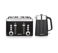 GEEPAS Arcus 1.7L Electric Kettle & 4 Slice Toaster Kitchen Combo Set | 3000W Rapid Boil Cordless Jug Kettle | Auto Shut-Off 360° | 1860W Bread Toaster 7 Browning Levels Cancel Defrost Reheat | Black