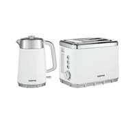 GEEPAS 1.7L Electric Kettle & 2 Slice Toaster Kitchen Combo Set | 3000W Rapid Boil Cordless Jug Kettle | Auto Shut-Off 360° | 930W Bread Toaster 7 Browning Levels Cancel Defrost Reheat | Arcus White