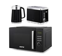 Geepas Arcus 1.7L Kettle, 2 Slice Toaster And 23L Digital Microwave Oven In Black Black