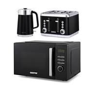 Geepas Arcus 1.7L Kettle & Toaster sets with 23L Digital Microwave in Black Geepas Black