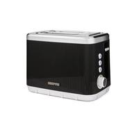 GEEPAS Arcus 2 Slice Toaster | 7 Browning Levels Cancel Defrost Reheat | For Thin Small Bread Slice Removable Crumb Tray Cool Touch Housing High Lift Space-Saving Design | 2 Yr Warranty 930W Black