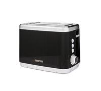 GEEPAS Arcus 2 Slice Toaster | 7 Browning Levels Cancel Defrost Reheat | For Thin Small Bread Slice Removable Crumb Tray Cool Touch Housing High Lift Space-Saving Design | 2 Yr Warranty 930W Black