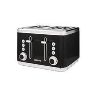 GEEPAS Arcus 4 Slice Toaster | 7 Browning Levels Eject Defrost Reheat Function | For Thin Small Bread Slice Removable Crumb Tray High Lift Lever | Space-Saving Design | 2 Yr Warranty 1860W Black