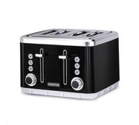 GEEPAS Arcus 4 Slice Toaster | 7 Browning Levels Eject Defrost Reheat Function | For Thin Small Bread Slice Removable Crumb Tray High Lift Lever | Space-Saving Design | 2 Yr Warranty 1860W Black