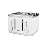 GEEPAS Arcus 4 Slice Toaster | 7 Browning Levels Eject Defrost Reheat Function | For Thin Small Bread Slice Removable Crumb Tray High Lift Lever | Space-Saving Design | 2 Yr Warranty 1860W White