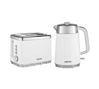 GEEPAS Arcus 1.7L Electric Kettle & 2 Slice Toaster Kitchen Combo Set | 3000W Rapid Boil Cordless Jug Kettle | Auto Shut-Off 360° | 930W Bread Toaster 7 Browning Levels Cancel Defrost Reheat | White