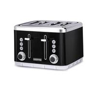 GEEPAS Arcus 4 Slice Toaster | 7 Browning Levels Eject Defrost Reheat Function | For Thin Small Bread Slice Removable Crumb Tray High Lift Lever | Space-Saving Design | 2 Yr Warranty 1860W Black