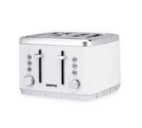 GEEPAS Arcus 4 Slice Toaster | 7 Browning Levels Eject Defrost Reheat Function | For Thin Small Bread Slice Removable Crumb Tray High Lift Lever | Space-Saving Design | 2 Yr Warranty 1860W White