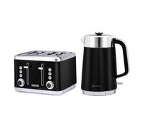 GEEPAS Arcus 1.7L Electric Kettle & 4 Slice Toaster Kitchen Combo Set | 3000W Rapid Boil Cordless Jug Kettle | Auto Shut-Off 360° | 1860W Bread Toaster 7 Browning Levels Cancel Defrost Reheat | Black