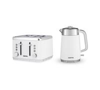Geepas Arcus Kettle And Toaster Set 1.7L 3000W Electric Kettle & 4 Slice Toaster In White White