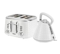 Geepas 4 Slice Bread Toaster & 1.5L Cordless Electric Kettle Combo Set with Textured Design - 1750W Toastie Machine with 7 Browning Control - 3000W Pyramid Kettle with Auto Shut Off & Boil Dry Sensor