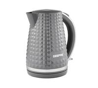 GEEPAS Argyle 1.7L Cordless Electric Kettle | Textured Kettle with 360° Rotational Base & Concealed Heating | Auto Shut Off Boil Dry Sensor | Space Saving Cord Storage and LED Indicator | 2200W Grey