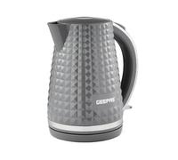 GEEPAS 1.7L Cordless Electric Kettle | Textured Kettle with 360° Rotational Base & Concealed Heating | Auto Shut Off Boil Dry Sensor | Space Saving Cord Storage and LED Indicator | 2200W Argyle Grey