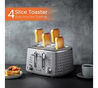 4 Slice Bread Toaster 7 Level Browning Control 1750W Geepas White One Size