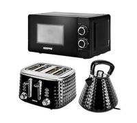 "Argyle" Matching 1.5L Kettle, Toaster and 20L Microwave Oven Set Geepas Black One Size